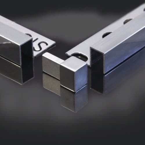 Genesis Square Tile Trim Aluminium Bright or Brushed Silver or Copper  x 2.5m x 10 lengths