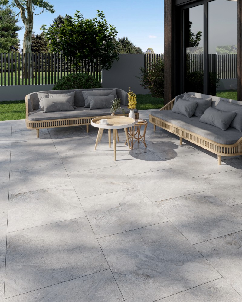 Cliff White Porcelain Outdoor Tiles 600x900x2
