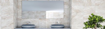 Travertino Marble Effect Ceramic Gloss Bathro