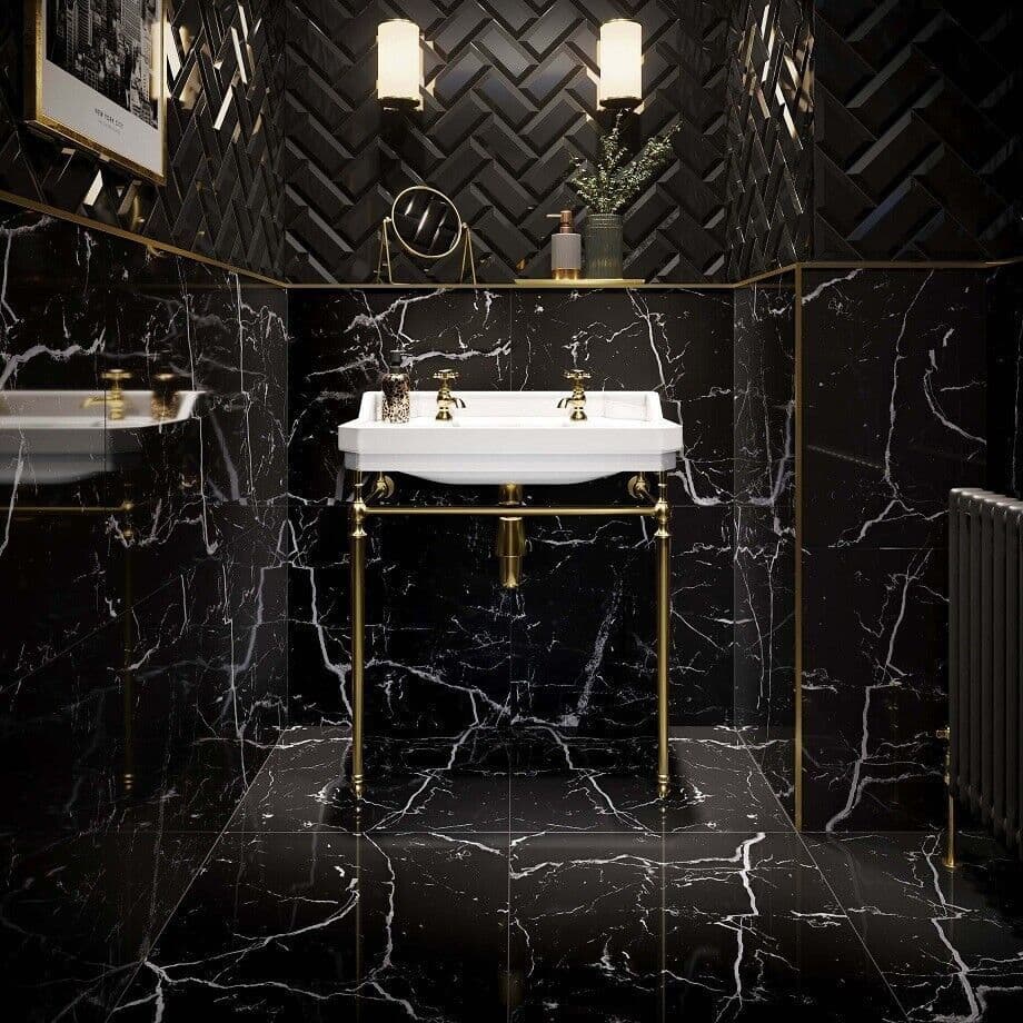 Genova Marble Effect Gloss Porcelain Wall/Floor Tile 600 x 600 x 9mm x 3 =1.08m2