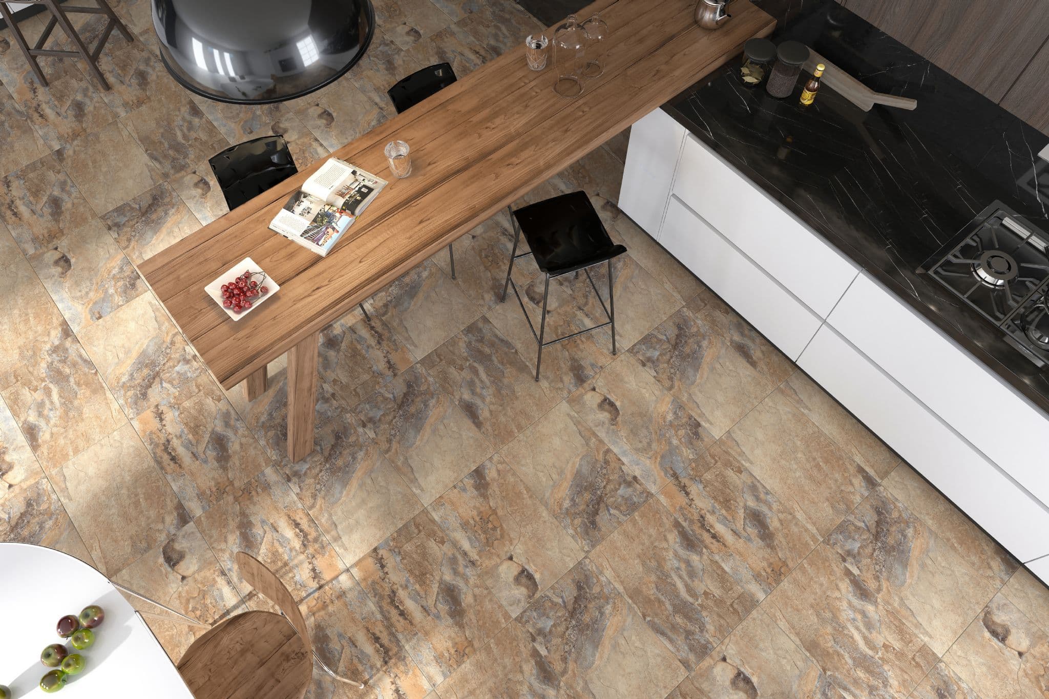 Keystone Mocha  Slate Effect Porcelain Floor Tile 600 x 400 x 4 = 1m2