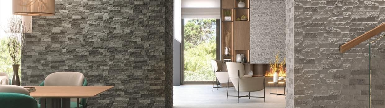 Navarra Split Face Stone Effect Rectified Porcelain Wall tile  200 x 600mm x 1m2
